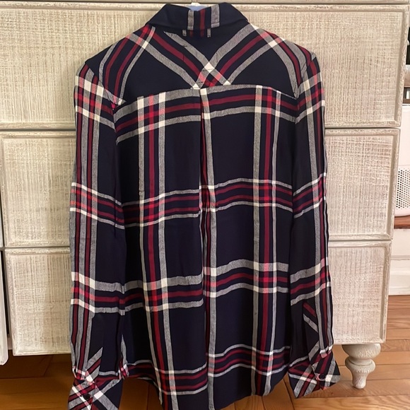 Rails navy, red and white plaid flannel button down size xs - Picture 2 of 4
